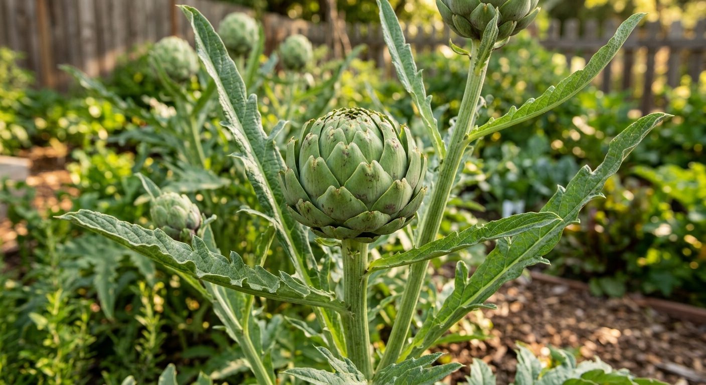 Artichoke plant growing in a garden