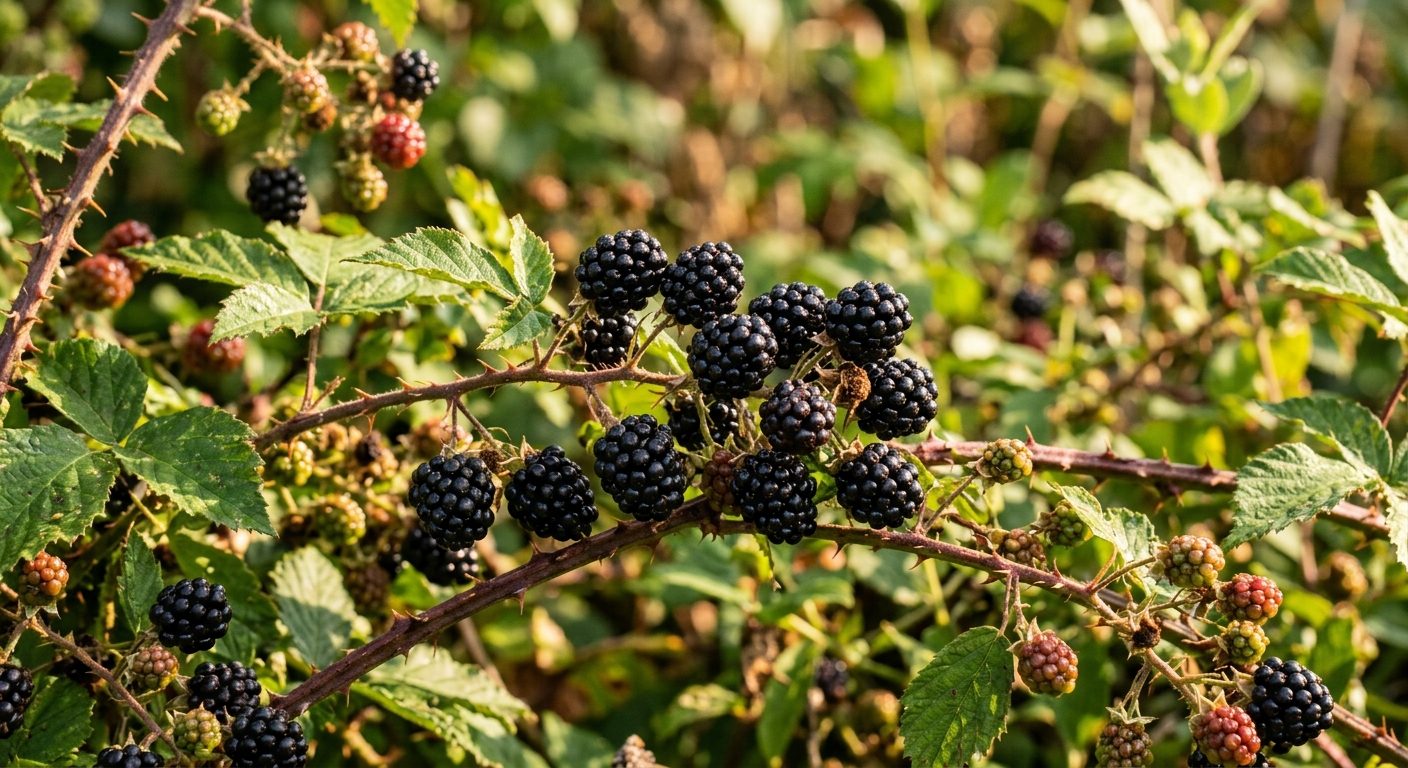 Blackberry plant growing in a garden