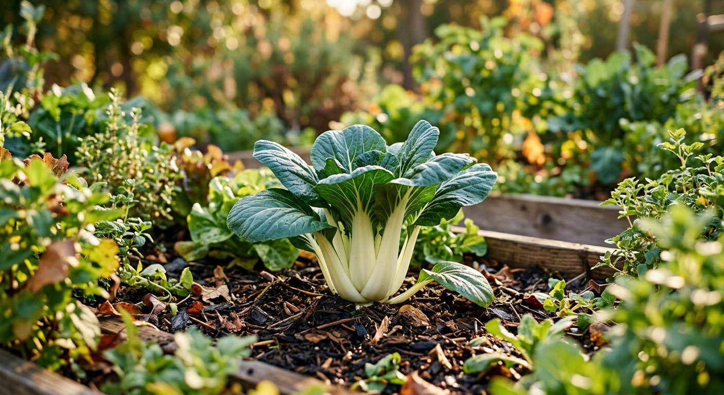 Bok Choy plant growing in a garden