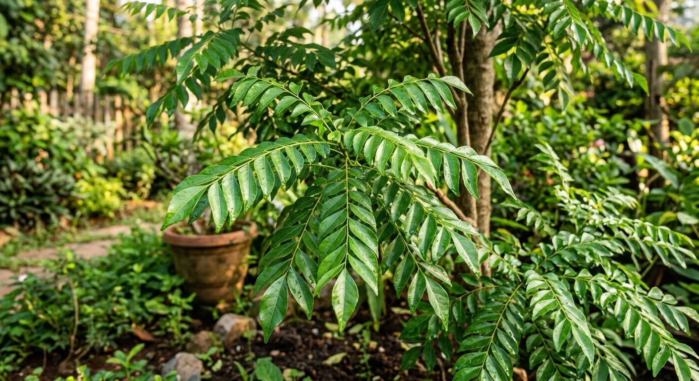 Curry Leaf Tree plant growing in a garden