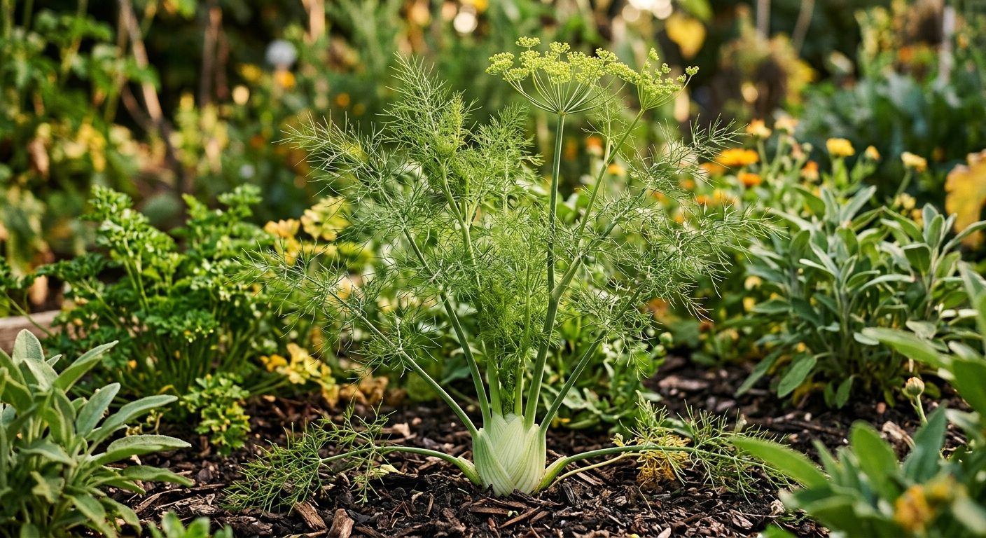 Florence Fennel plant growing in a garden
