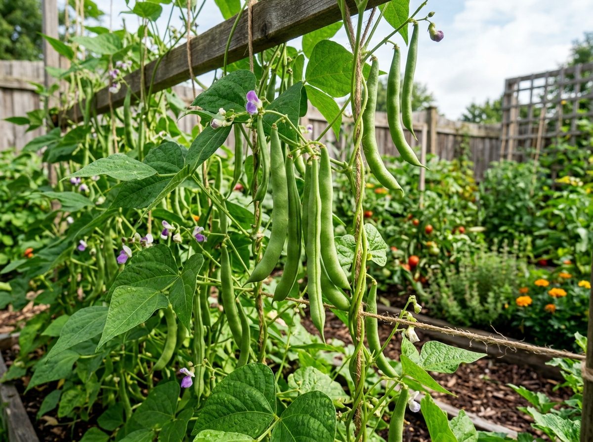 Green Beans plant growing in a garden