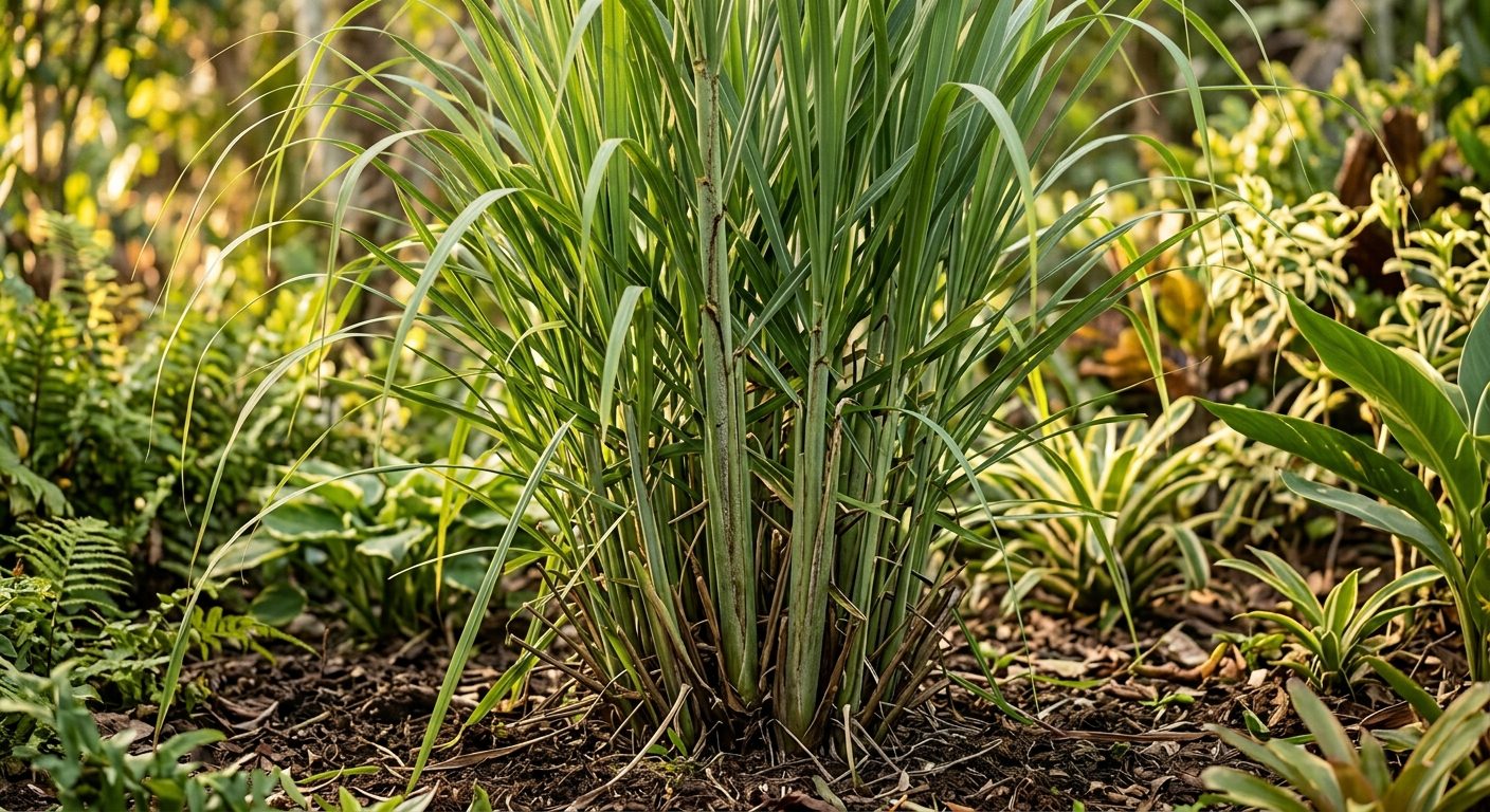 Lemongrass plant growing in a garden