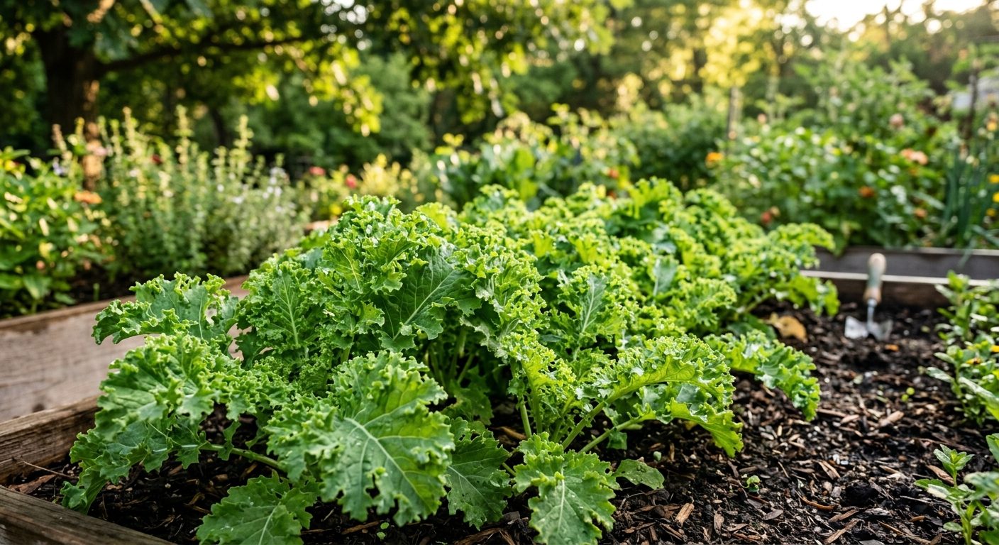 Mustard Greens plant growing in a garden