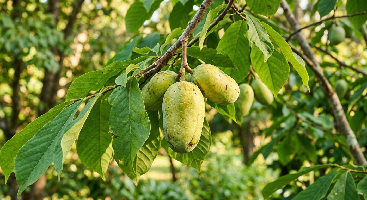 Pawpaw plant growing in a garden