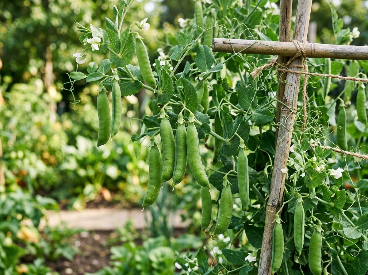 Peas plant growing in a garden