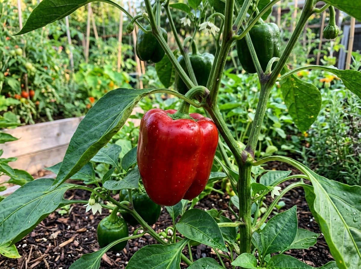 Bell Pepper plant growing in a garden
