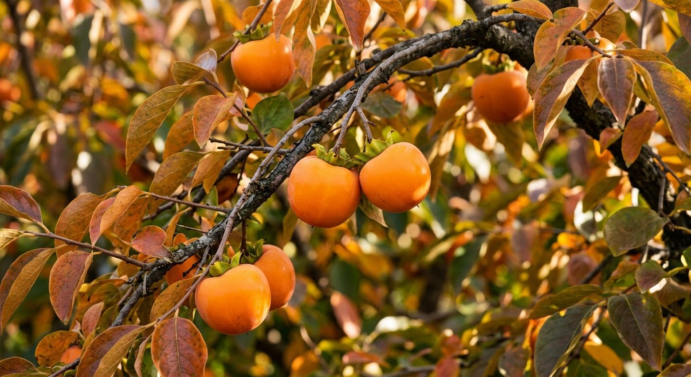 Persimmon plant growing in a garden