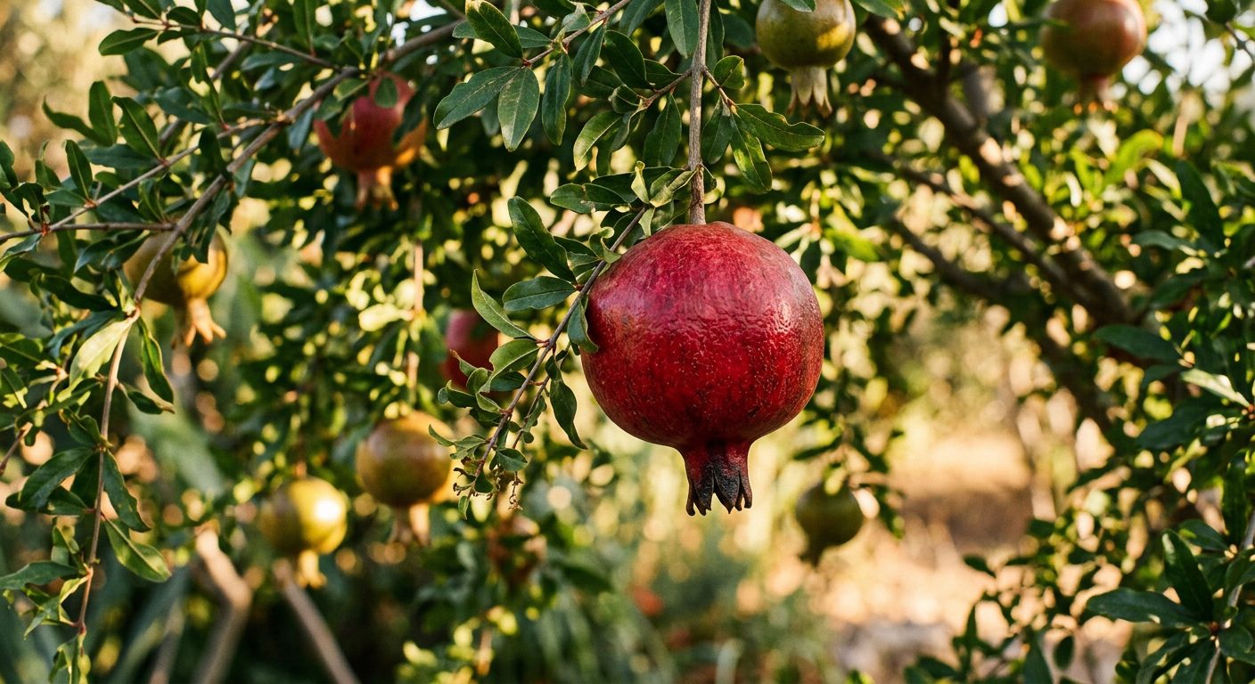 Pomegranate plant growing in a garden