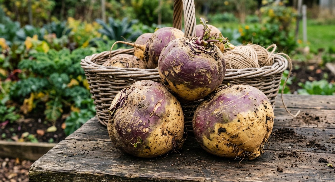 Rutabaga plant growing in a garden